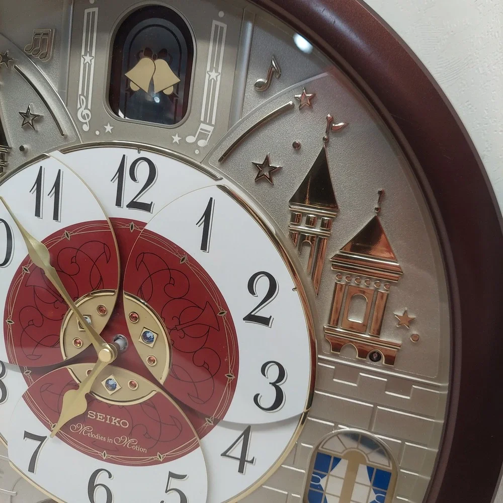 Seiko Melodies in Motion Wall Clock QXM565BRH Swarovski Crystals 24 Melodies
